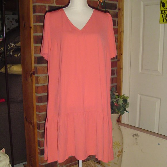 A New Day Short Sleeve Ruffle Hem Dress L - Picture 2 of 6
